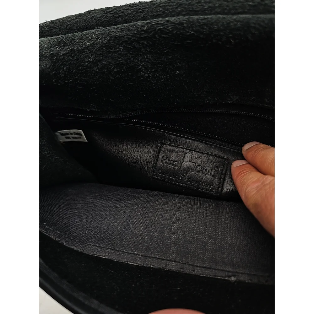 Hunt Club Vintage Black Leather Satchel Bag